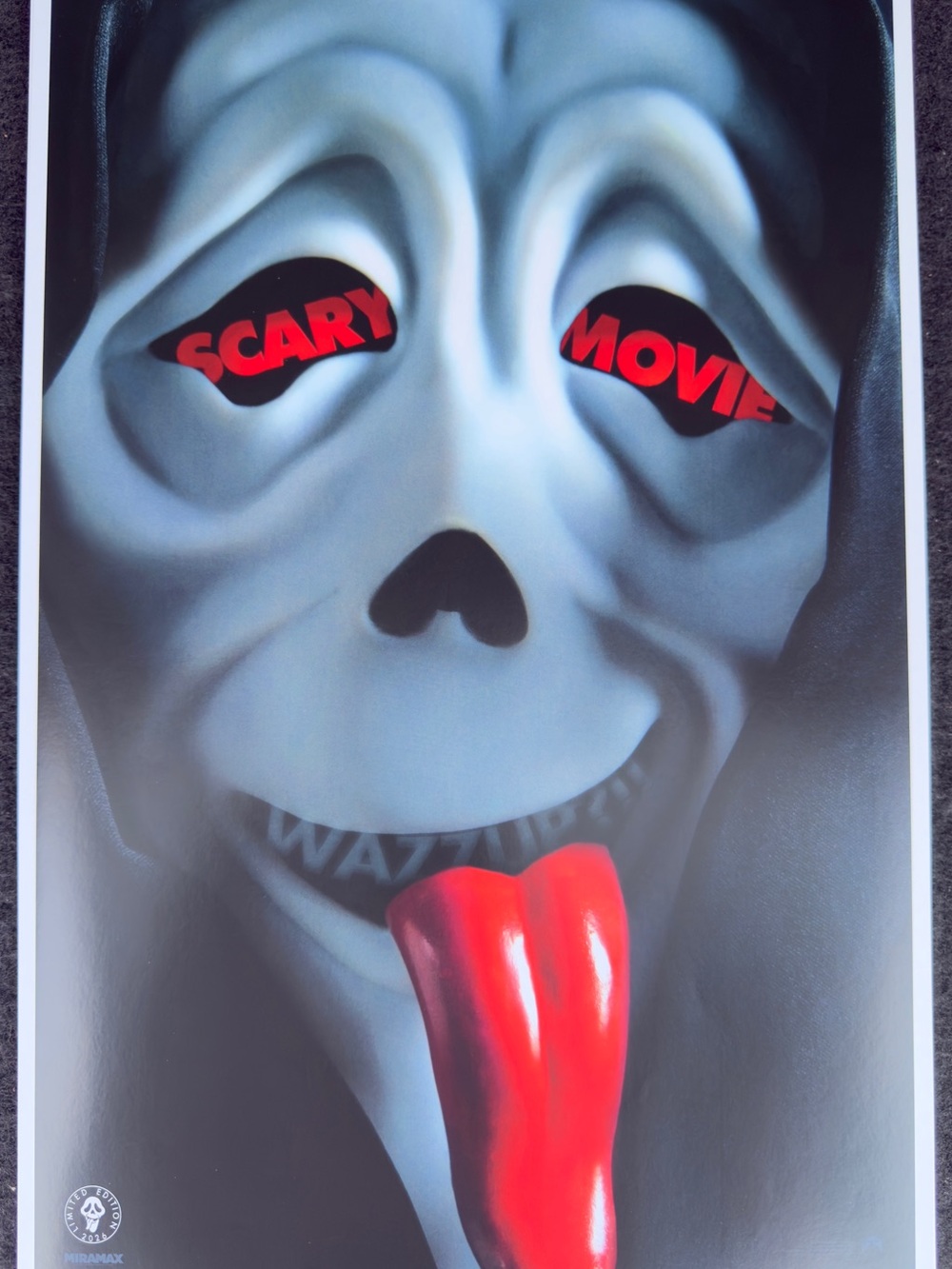 Scary Movie Art Poster - Red and White Decorative Wall Art